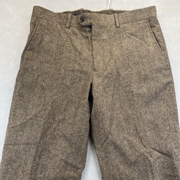 Bar III Mens Brown Textured Wool Blend Slim Fit Suit Pants Size 34W 34L Twill - Picture 4 of 15